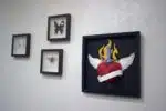 Origami 3D hart met tatoeage in lijst, weergave 2