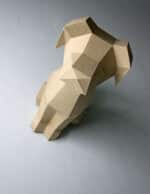Papercraft doberman head in origami