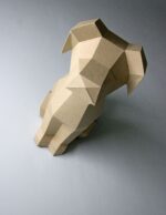 Papercraft de cabeça de Doberman em origami 3D