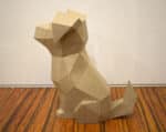 Papercraft doberman head in origami