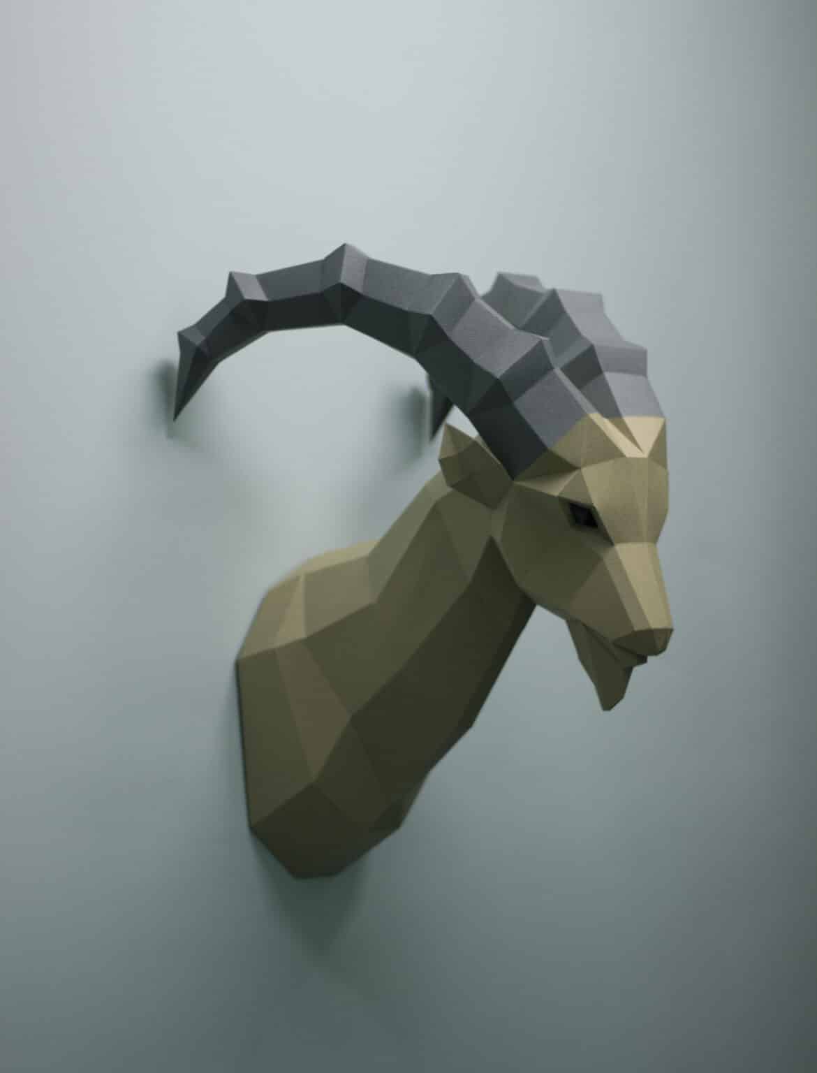 Papercraft de íbex em origami 3D Papercraft de íbex em origami 3D