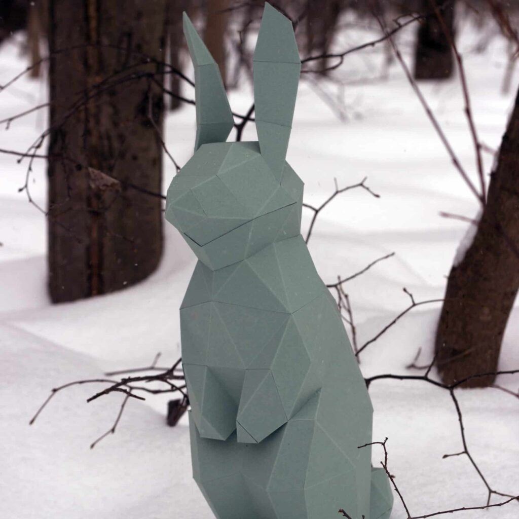 Papercraft of small rabbit in 3D origami