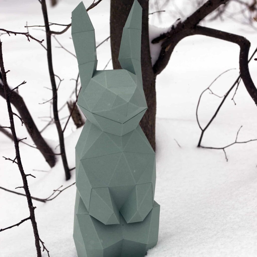 Papercraft of small rabbit in 3D origami