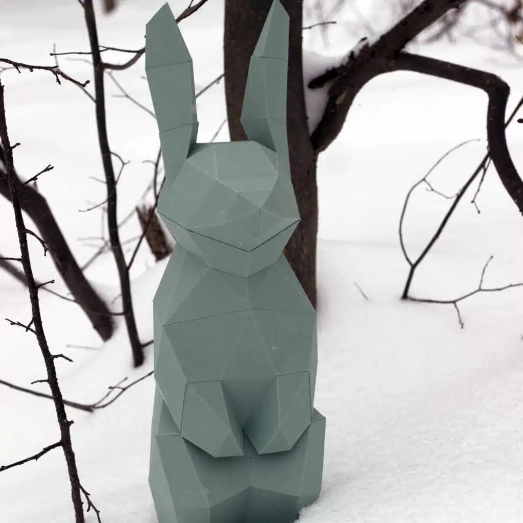 Papercraft de pequeño conejo en origami 3D