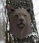 Papercraft berenkop 3D van voren, weergave 3