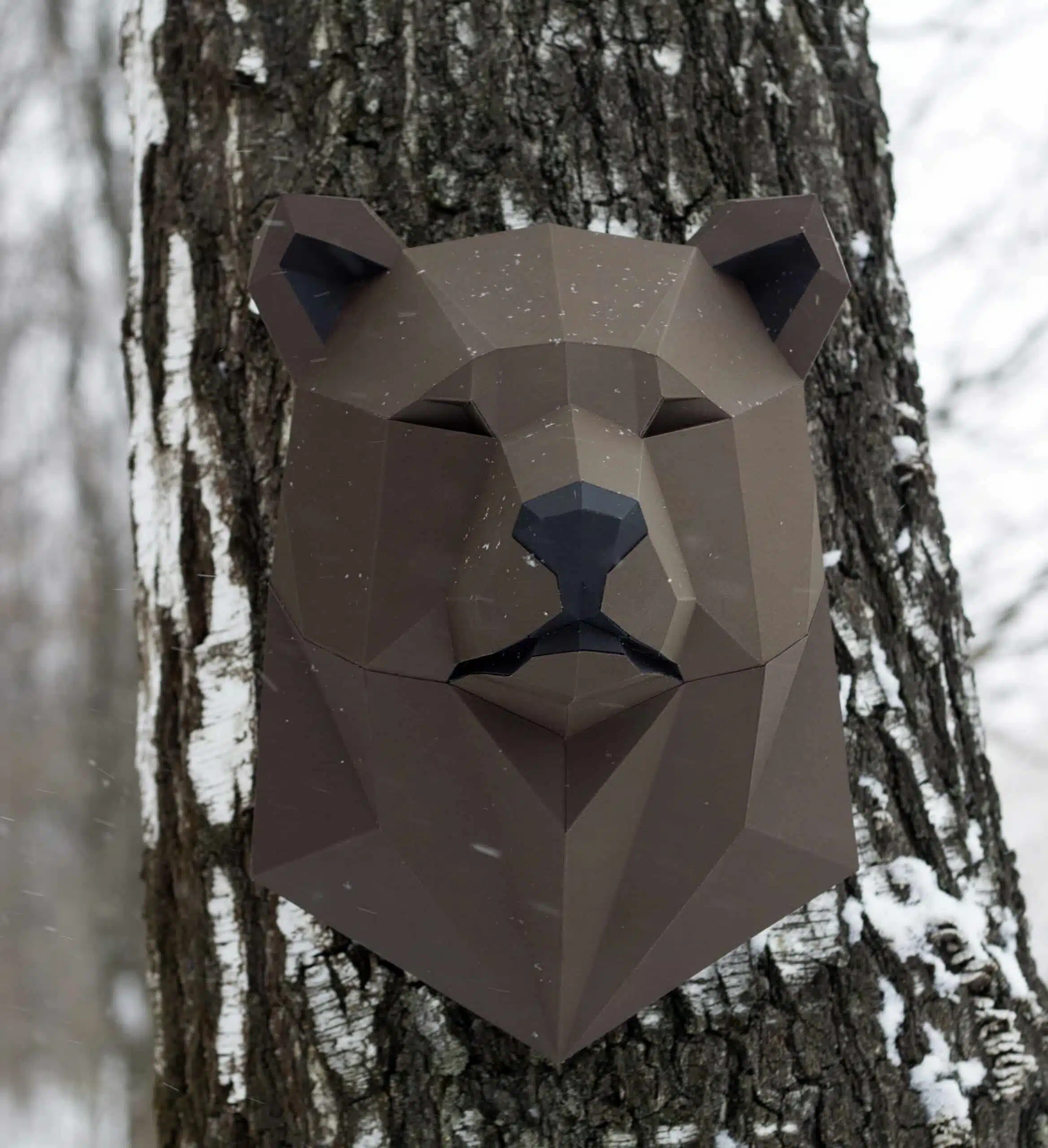 Papercraft berenkop 3D van voren, weergave 3