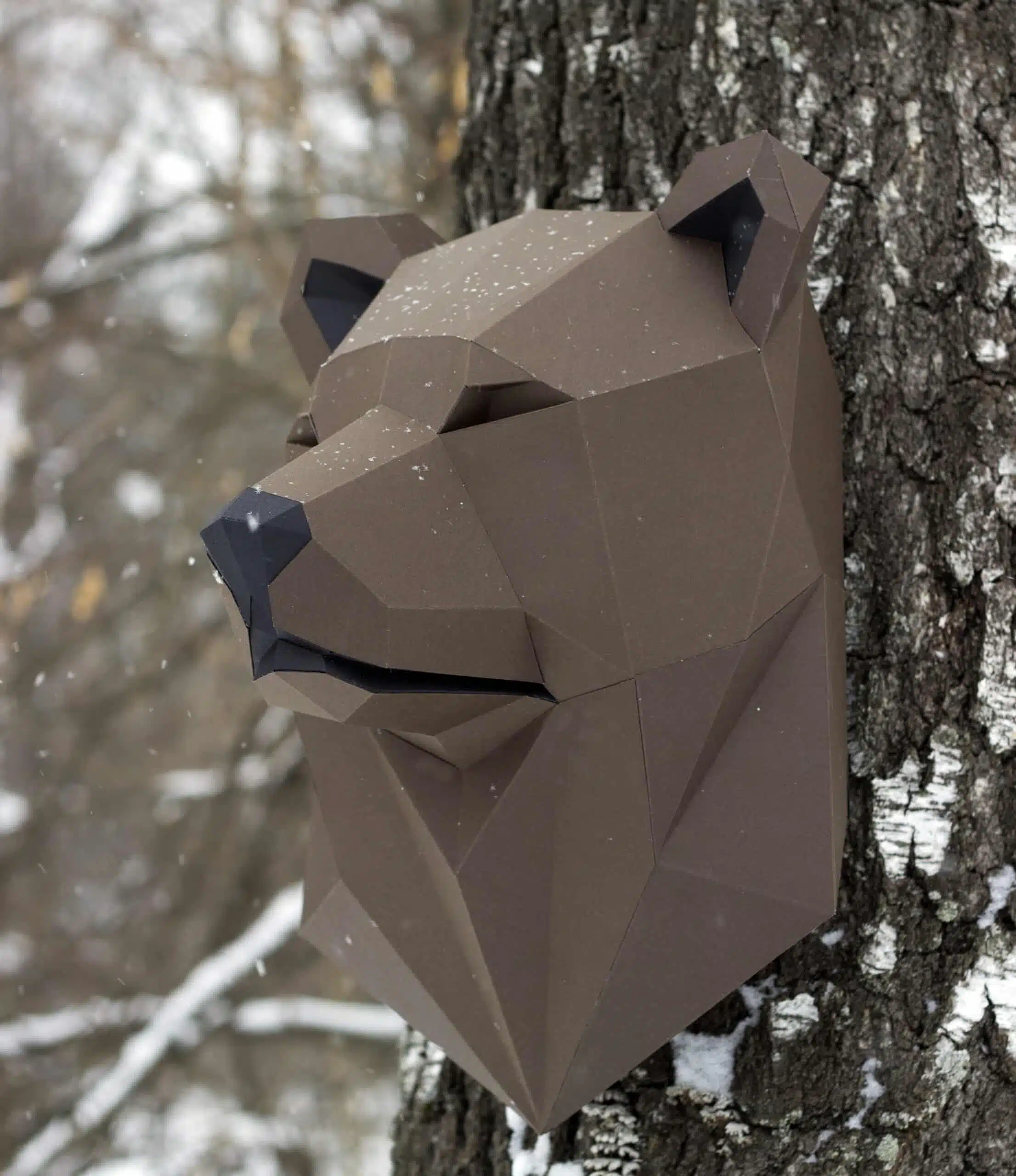 Papercraft berenkop 3D van voren, weergave 2