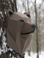 Papercraft de cabeza de oso en origami 3D