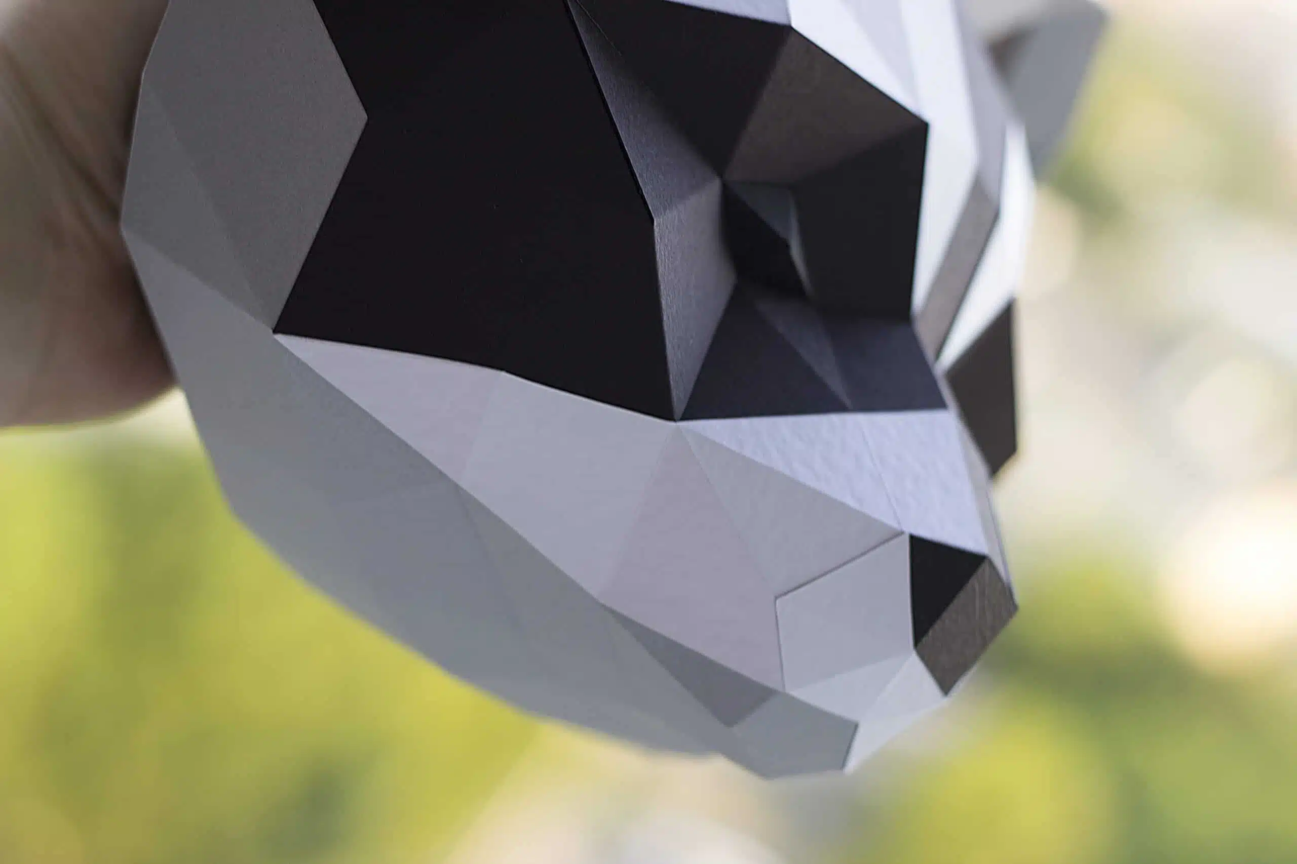 Origami 3D: kop van wasbeer in papier, weergave 8