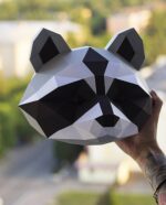 Papercraft Waschbärenkopf als 3D-Origami