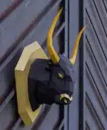 Papercraft de taureau sur bouclier en origami 3D
