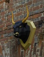 3D Origami Bull Papercraft on Shield