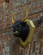 Papercraft de taureau sur bouclier en origami 3D