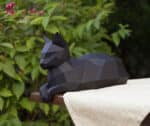 Papercraft of reclining cat in 3D origami