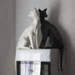 Papercraft oriental cat in 3D origami