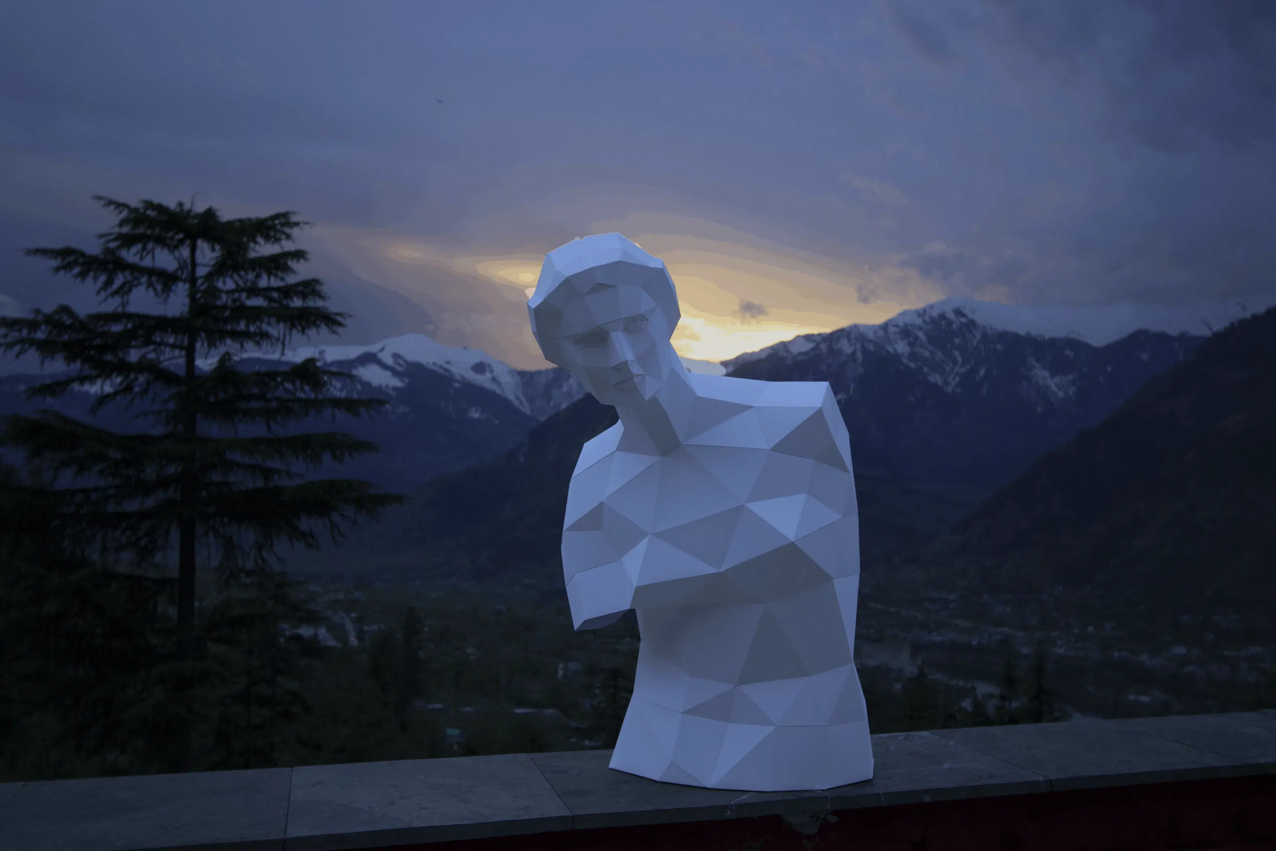 Papercraft de origami 3D Vênus de Milo, vista lateral