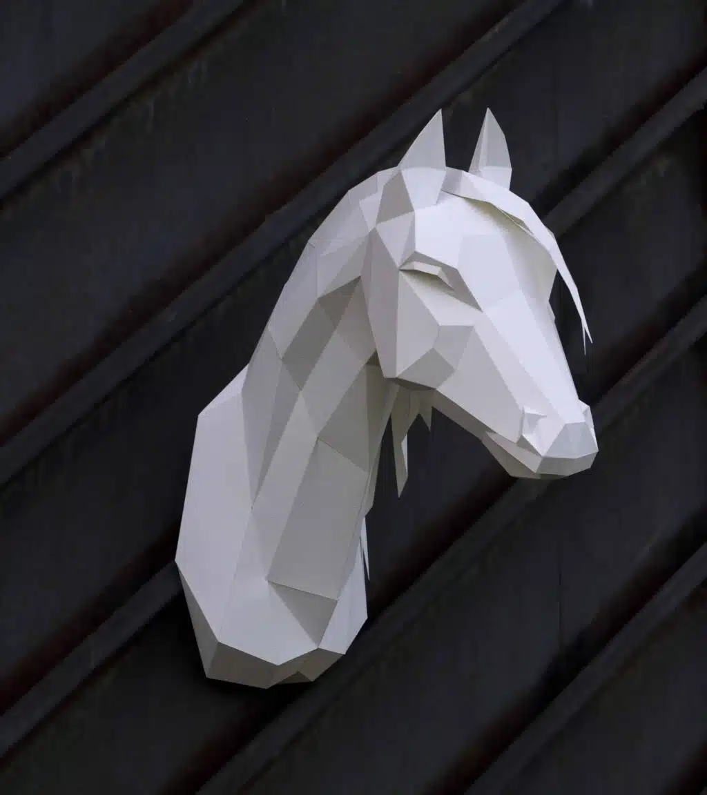 Arabische paard hoofd in origami 3D, weergave 4