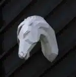 Origami 3D Arabisch paardenhoofd in minimalistisch design, weergave 3