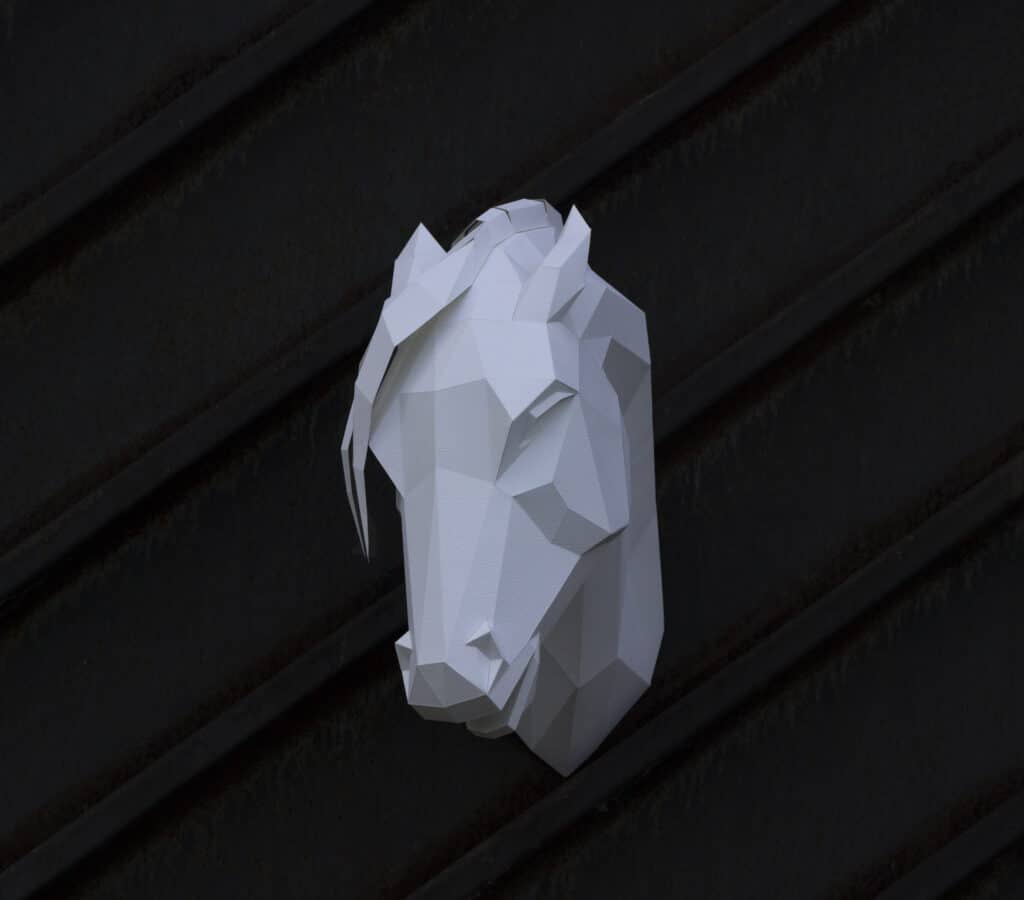 Papercraft de cheval arabe en origami 3D