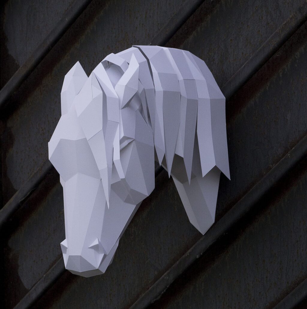 Arabian horse papercraft in 3D origami