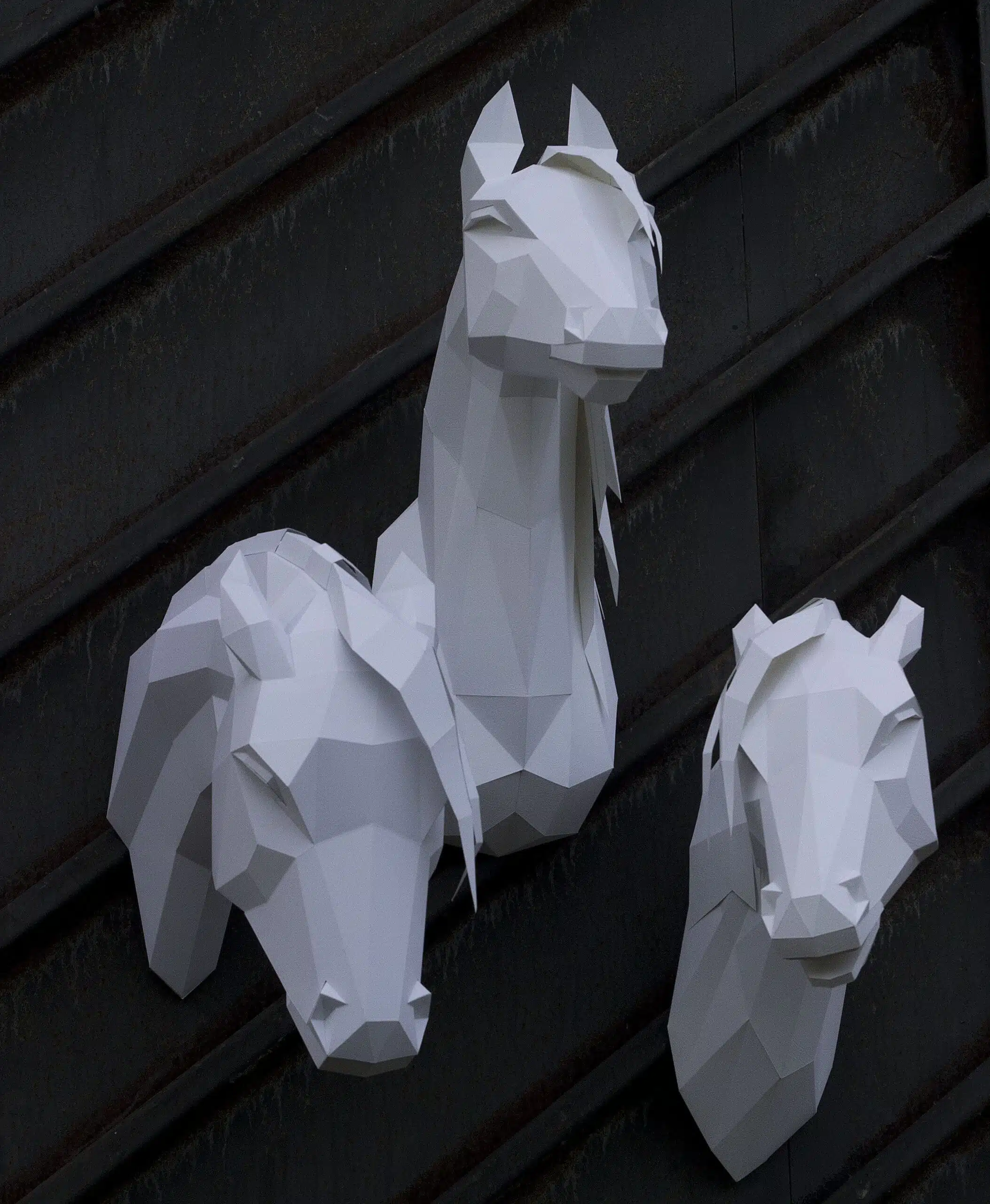 Papercraft tête de cheval arabe à crinière en origami 3D, vue 8