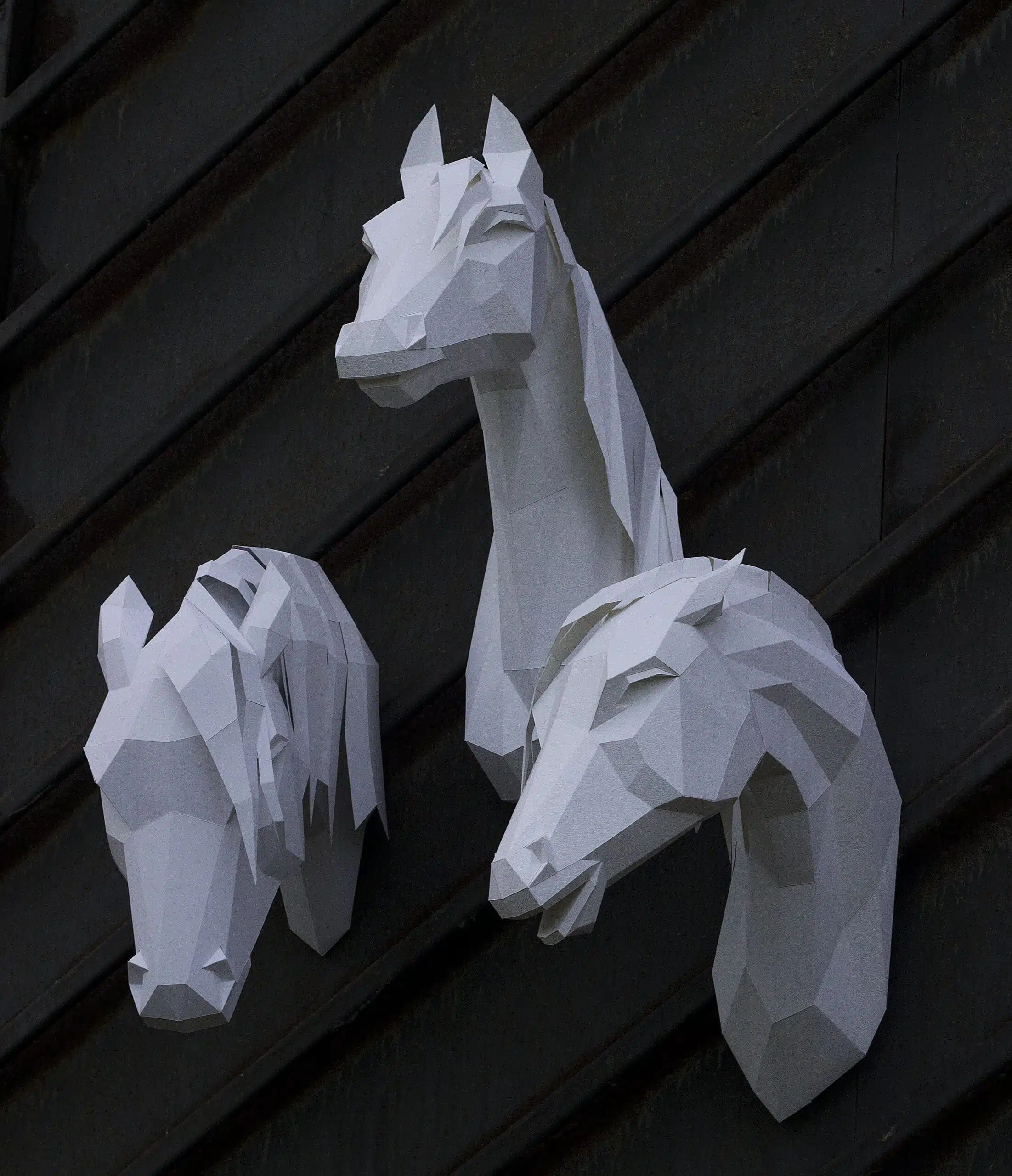 Papercraft tête de cheval arabe en origami 3D, vue 6
