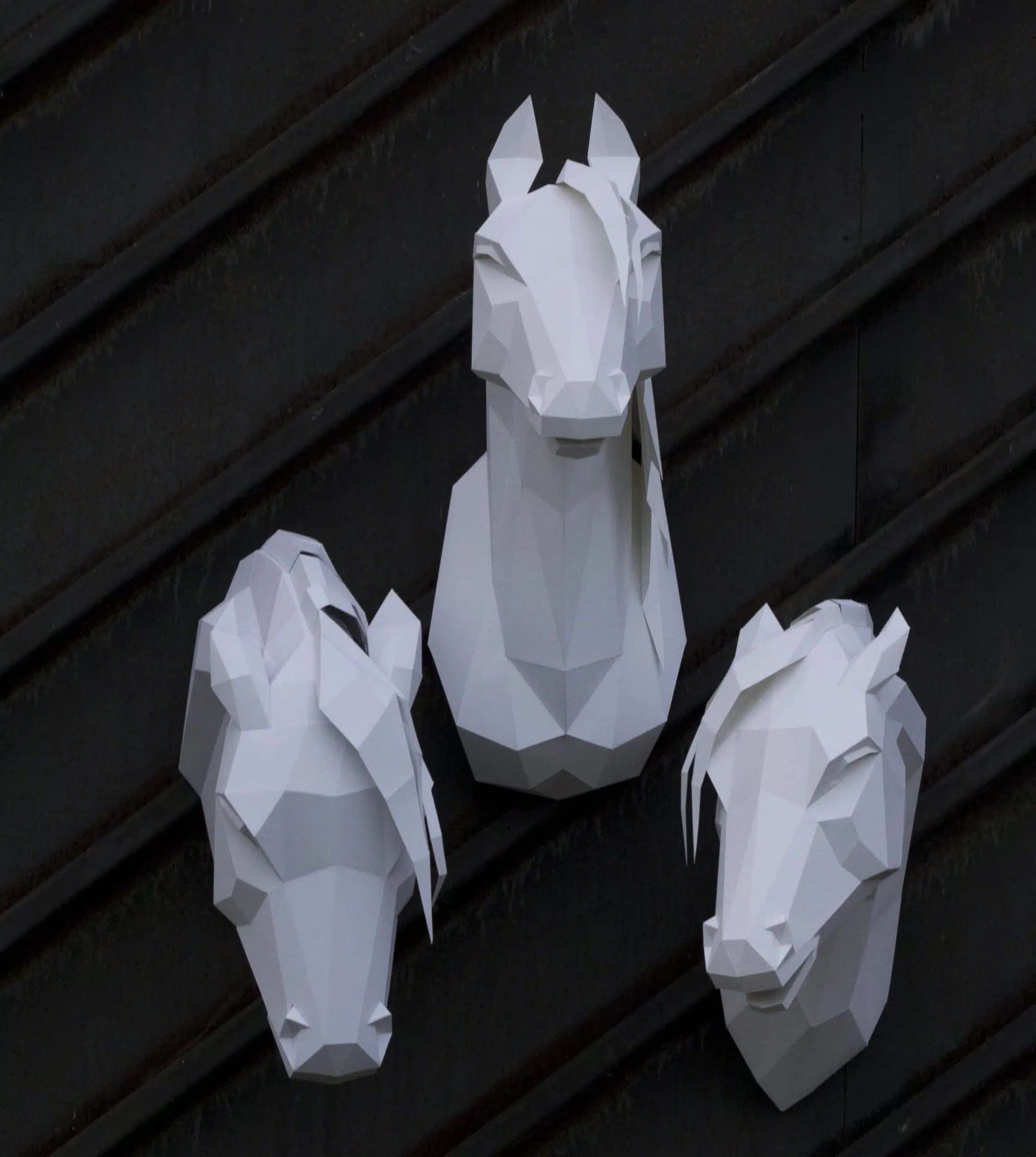 Papercraft tête de cheval arabe épurée en origami 3D, vue 7