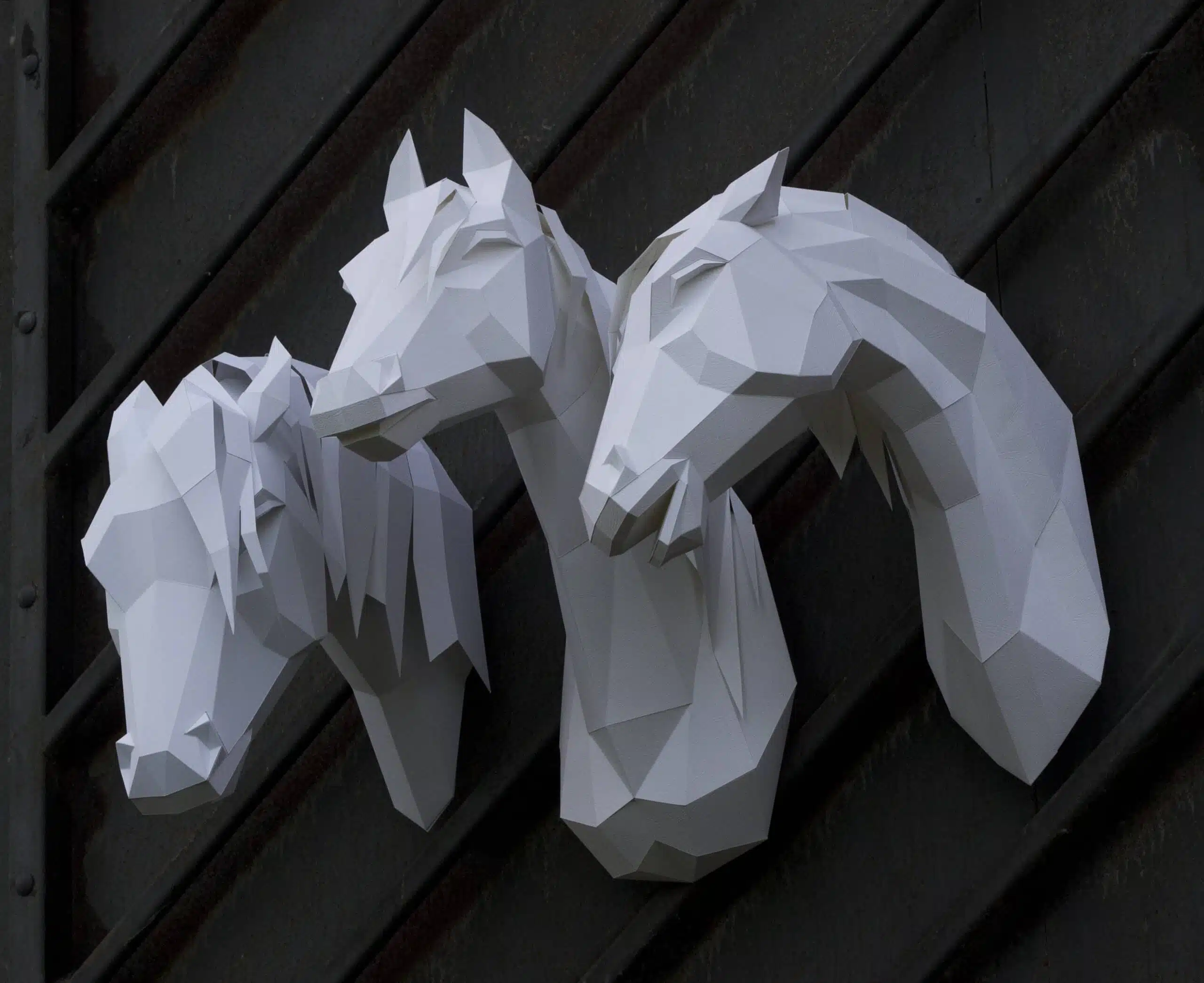 Papercraft tête de cheval arabe à crinière en origami 3D, vue 6
