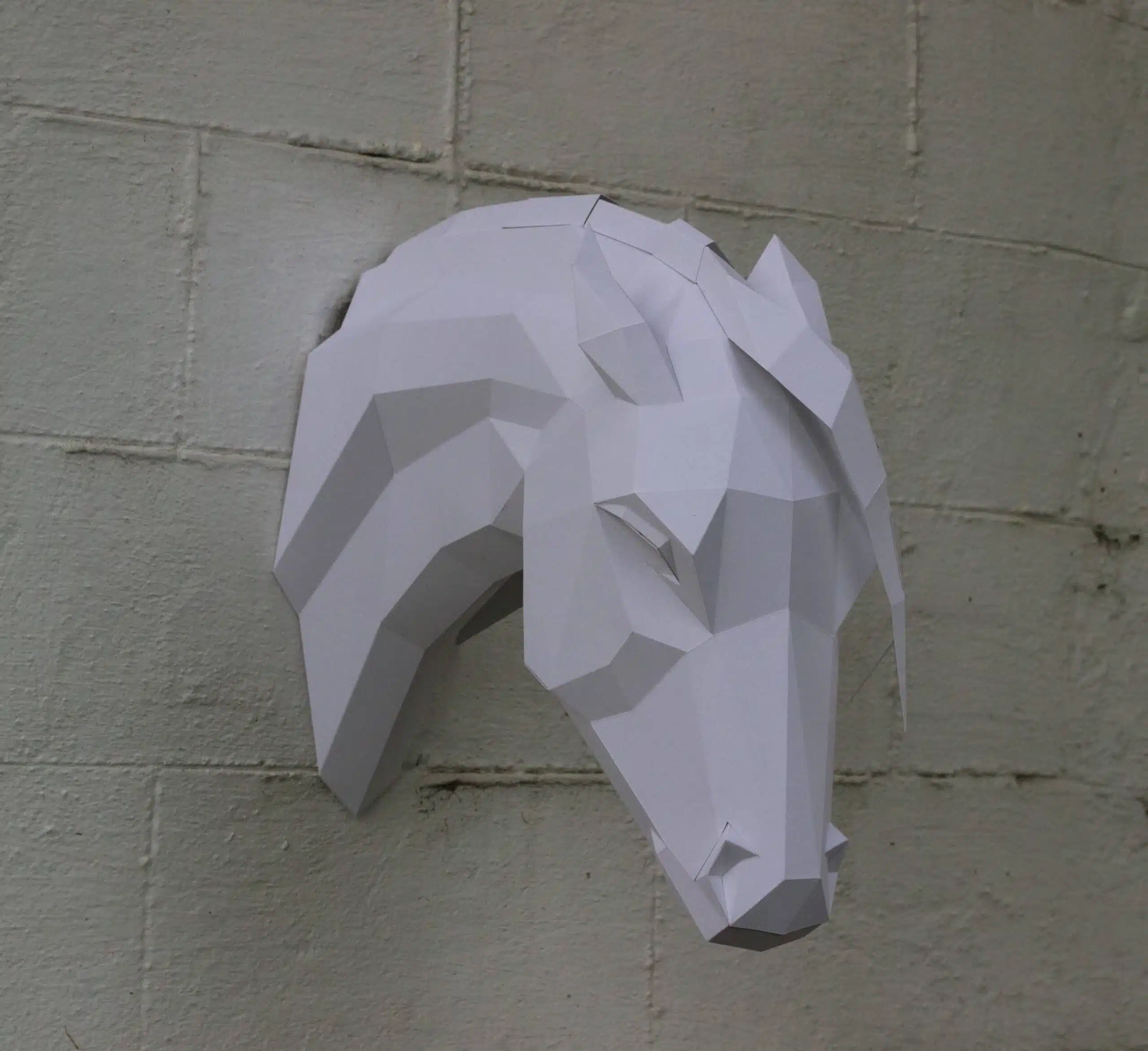 Papercraft tête de cheval arabe à crinière en origami 3D, vue 4