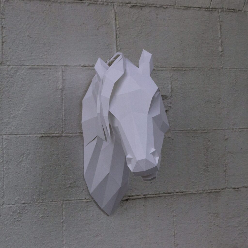 Papercraft of Arabian horse in 3D origami