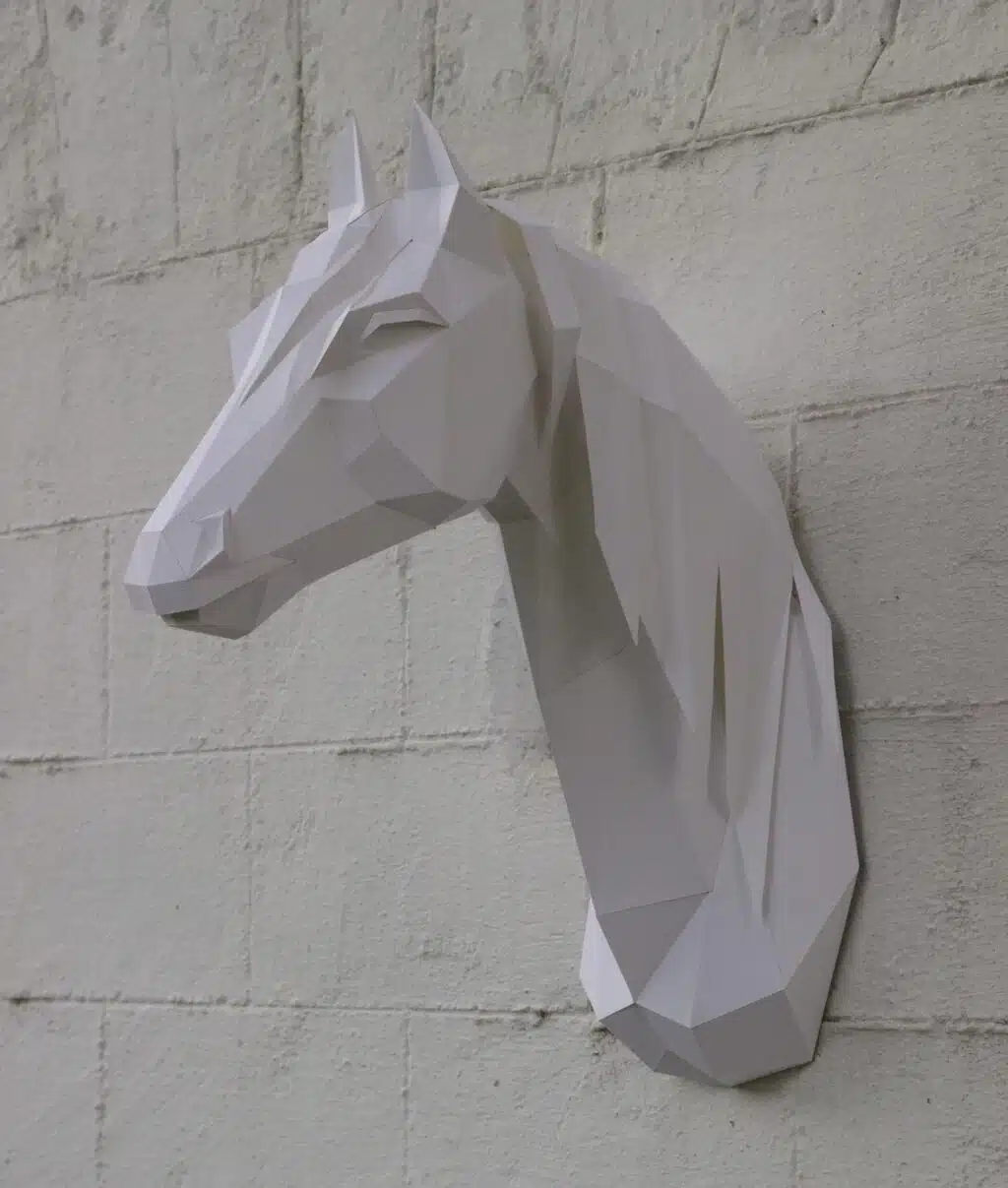 Arabische paard hoofd in origami 3D, weergave 3