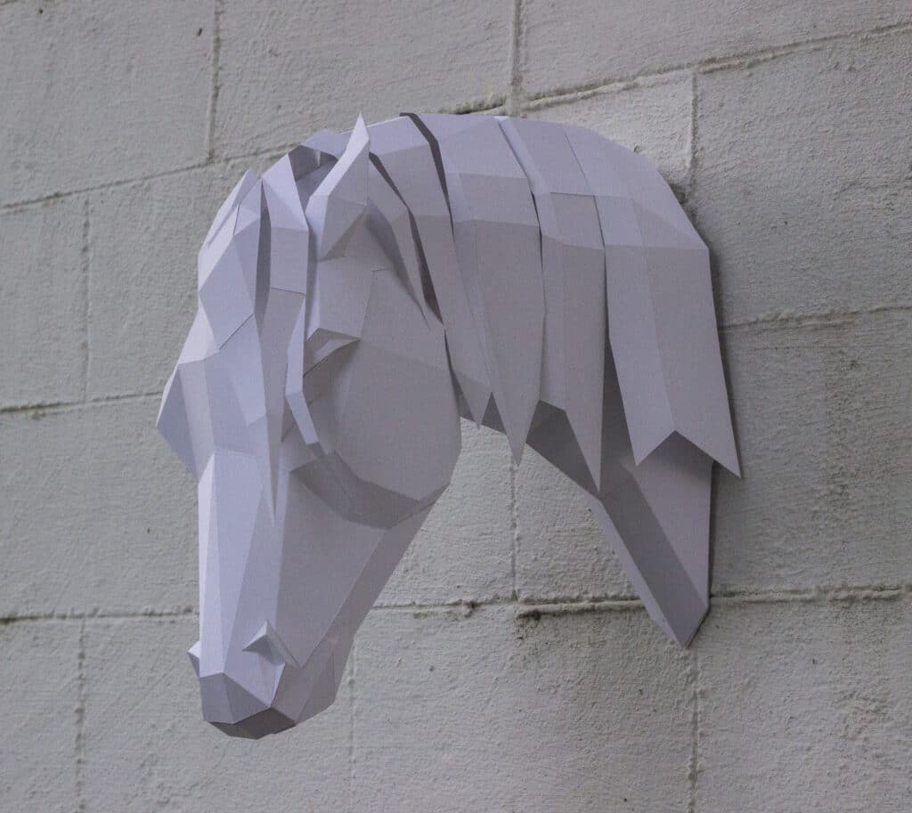 Papercraft de cheval arabe en origami 3D
