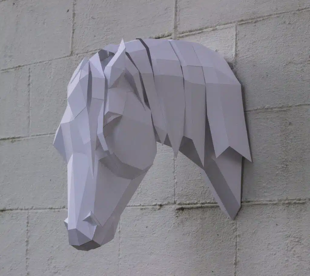 Arabisch paard hoofd in 3D origami, weergave 4