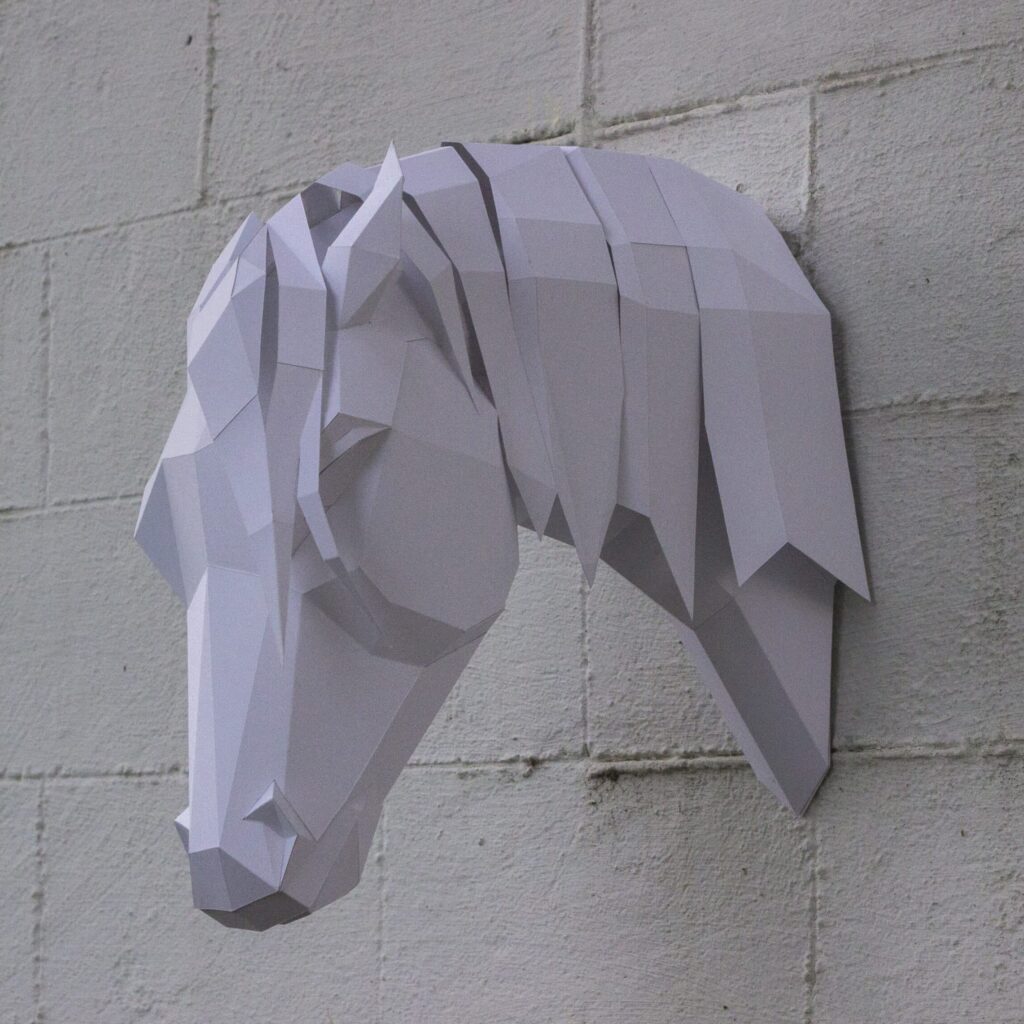 Papercraft of Arabian horse in 3D origami