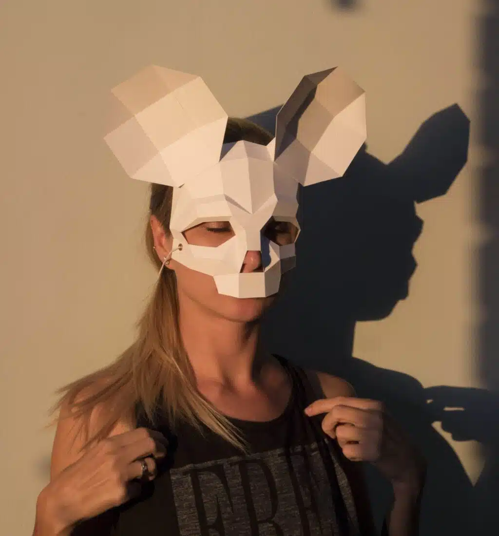 Origami 3D muizen schedelmasker voor Halloween, 3D-model