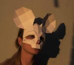 Papercraft maschera di teschio di topo per Halloween in origami 3D