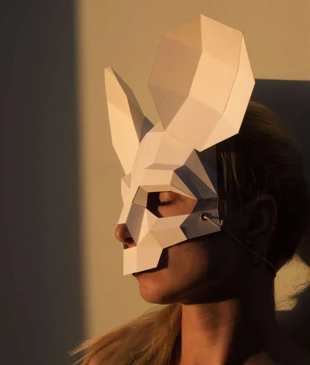 Origami 3D muizen schedelmasker voor Halloween, weergave 2