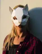 Masker van witte kat in 3D origami, 3D-model
