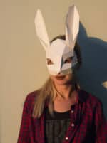 Papercraft rabbit mask in 3D origami