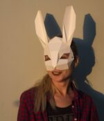 Papercraft de máscara de coelho em origami 3D