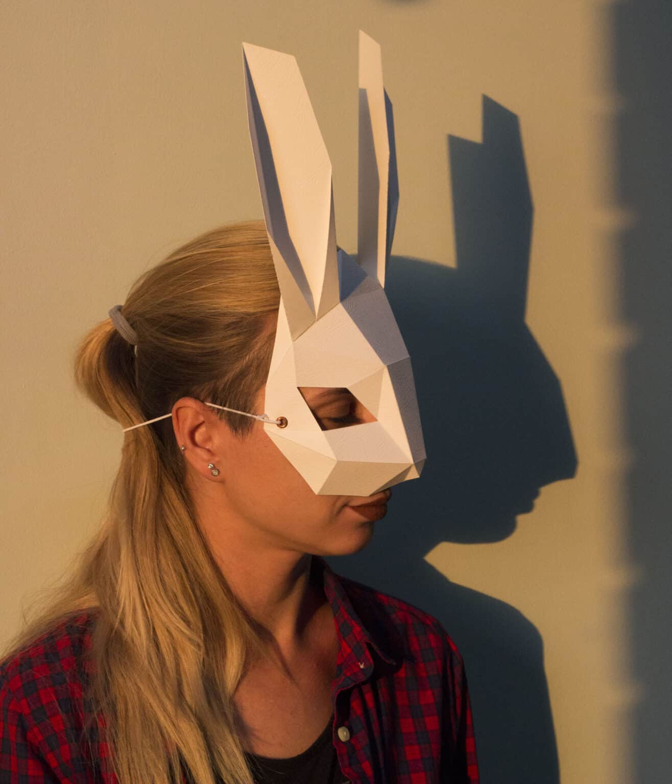 Papercraft Hasenmaske aus Origami 3D