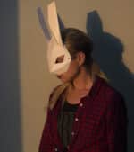 Papercraft rabbit mask in 3D origami