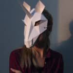 Papercraft unicorn mask in 3D origami