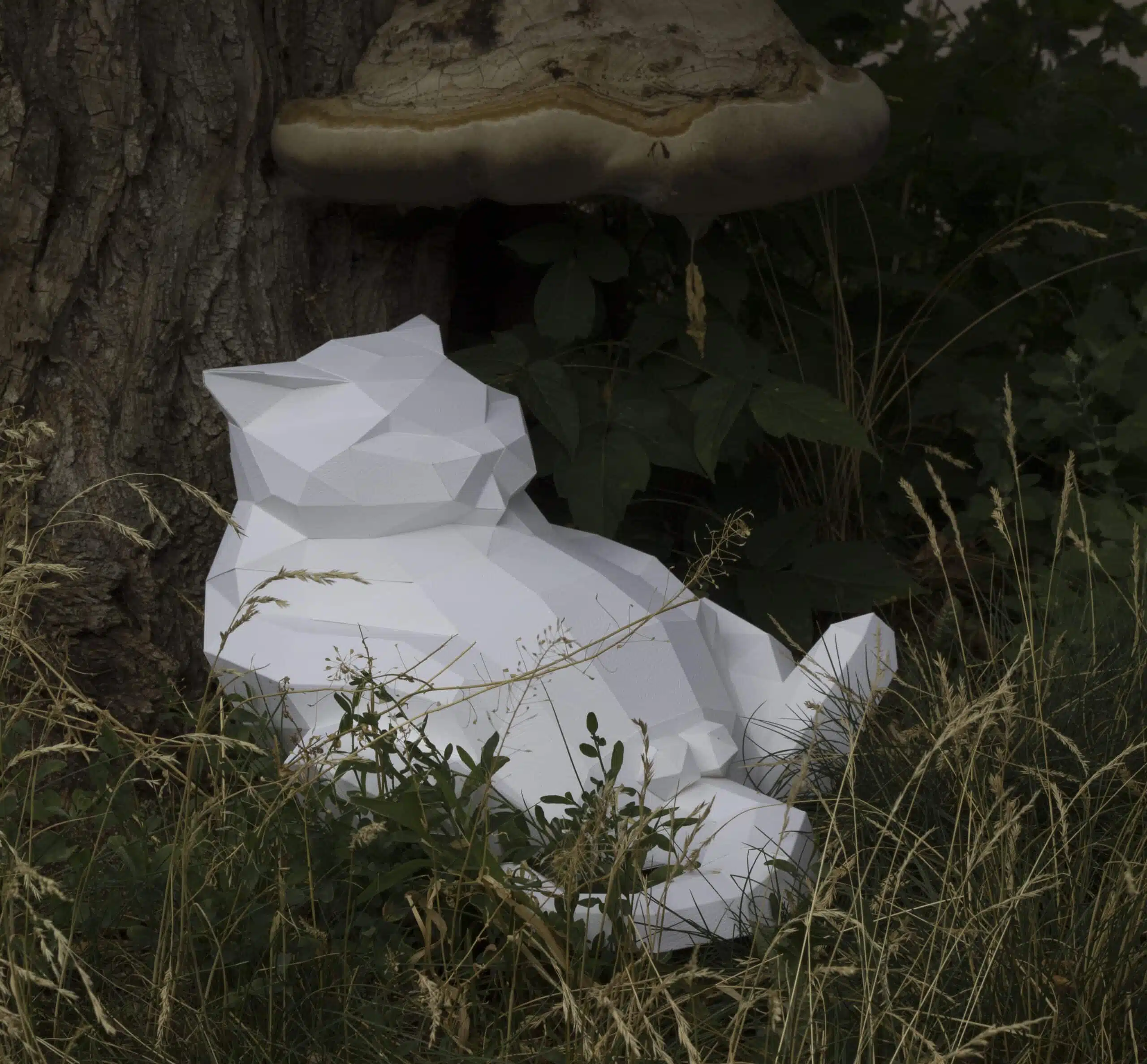 Papercraft de chat gros en origami 3D, vue 9