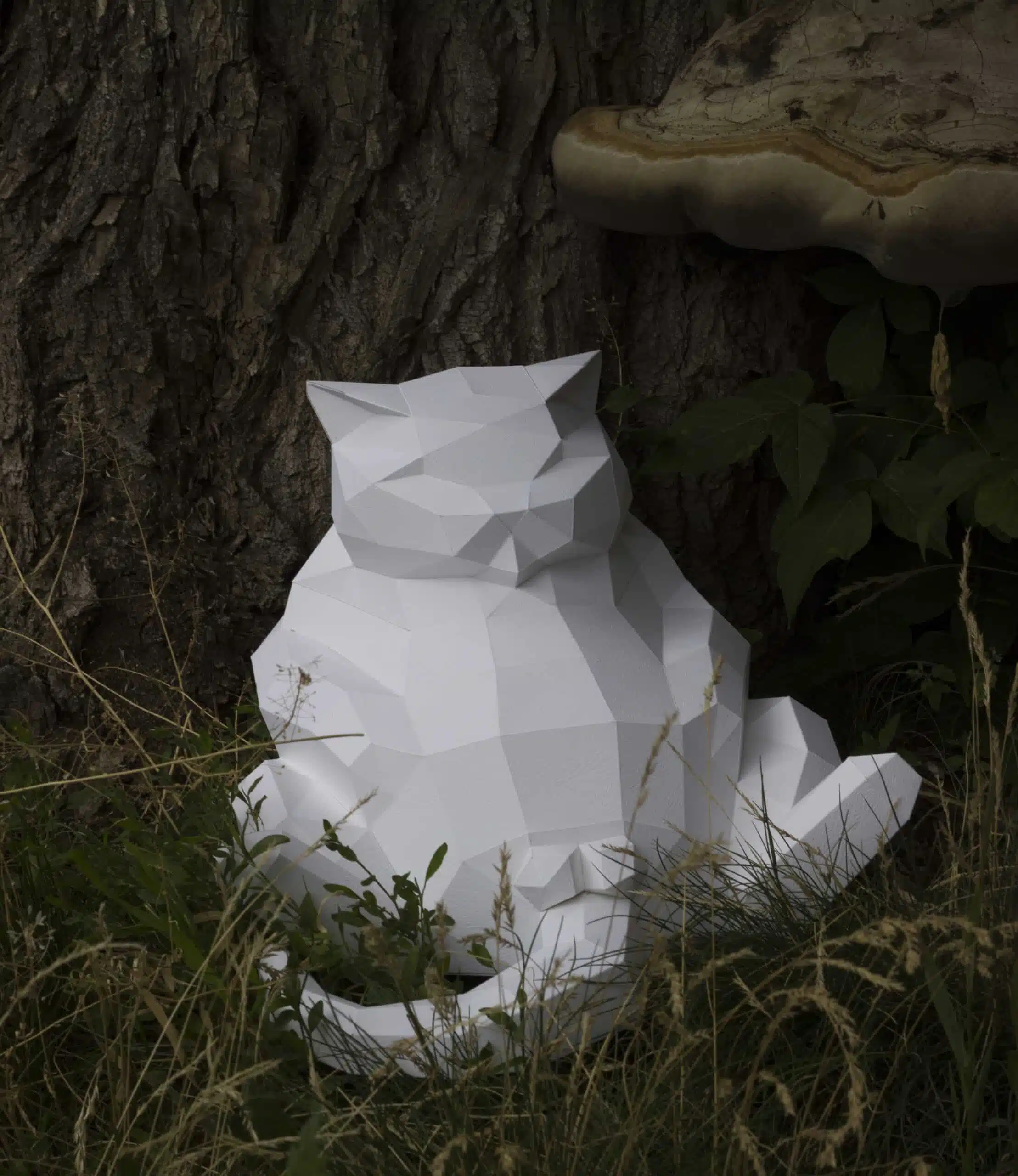 Papercraft de chat gros en origami 3D, vue 8