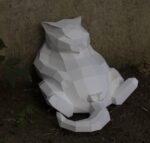 Papercraft de gato gordo em origami 3D