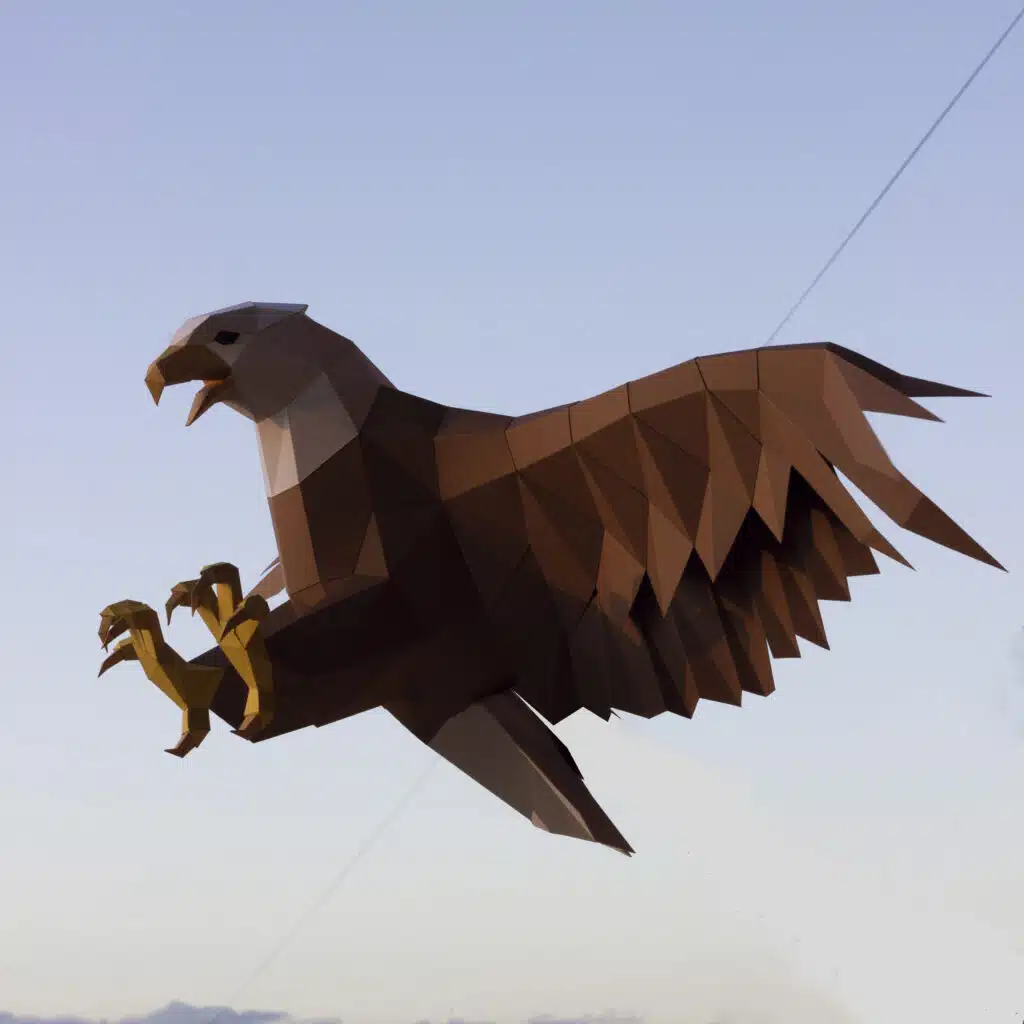 Papercraft adelaar in 3D-origami, weergave 3