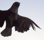 Fliegender Adler als 3D-Origami-Papercraft