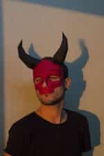 Papercraft horned skull mask in 3D origami