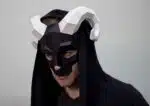 Schedelmasker met hoorns 3D papercraft origami, weergave 9